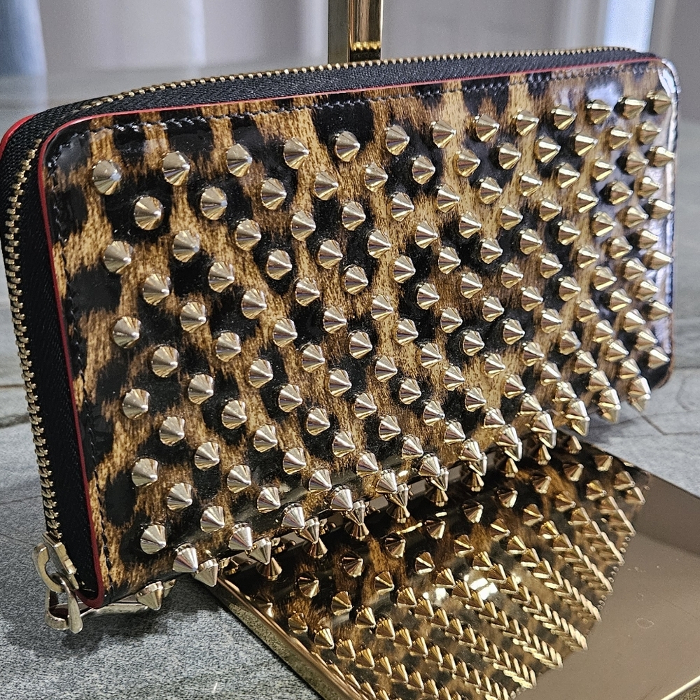 Christian Louboutin Black and Gold Studded Wallet -A Condition